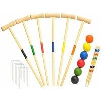 SPETLEK 6 PLAYER CROQUET SET WOODEN MALLET KIDS SUMMER FUN in Natural | Size: 0-12 m