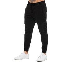 Enzo Men's Regular Fit Fleece Cargo Joggers in Black | Size: 2XL