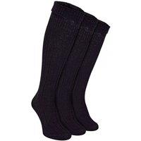 Sock Snob Men's 3 Pack Wool Kilt Socks | Knee High Turnover Cuff Warm Long Socks in Black | Size: 6-11