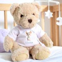 Aye Do Gifts Men's Personalised Luxury Teddy Bear & Blue Mouse Welcome to the World Shirt in Beige