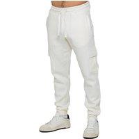 Enzo Men's Regular Fit Fleece Cargo Joggers in Off-White | Size: XL