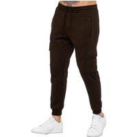 Enzo Men's Regular Fit Fleece Cargo Joggers in Chocolate | Size: Large