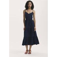 Finery London Women's Emmie Cotton Strappy Midi Tiered Dress in Dark Navy | Size: 18