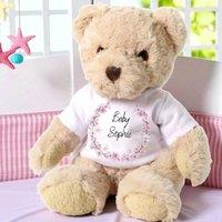 Aye Do Gifts Women's Personalised Luxury Teddy Bear with Pink Blossom T-Shirt in Beige