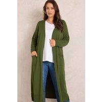 Evans Women's Longline Cardigan in Olive | Size: 26-28