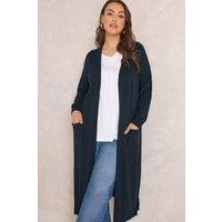 Evans Women's Longline Cardigan in Dark Navy | Size: 20