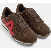 Yours Women's Leopard Slim Sole Trainers In Wide E Fit in Dark Brown | Size: 7E