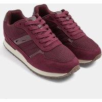 Yours Women's Side Stripe Lace Up Trainers In Extra Wide EEE Fit in Burgundy | Size: 6EEE