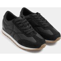 Yours Women's Quilted Trainers In Wide E Fit in Black | Size: 9E