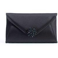 Belissh Women's Satin Evening Clutch Bag with Embellishment in Black