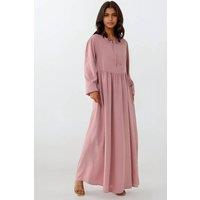 Hiccup Women's Maxi Dress with A-Form Fit & Crew Neck in Baby Pink | Size: XS