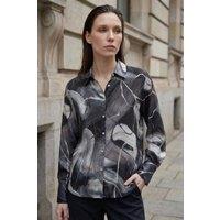 MyFashion Women's Abstract Print Button-Up Shirt in Black | Size: Medium