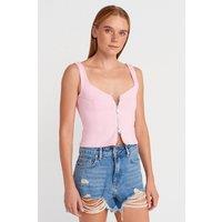 Dilvin Women's Sleeveless Square-Neck Crop Top in Light Pink | Size: Small