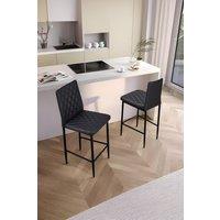 Living and Home 2PCS PU Leather Upholstered Bar Stools in Black