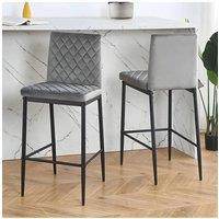 Living and Home 2PCS Upholstered Grey Bar Stools