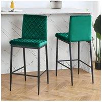 Living and Home 2PCS Upholstered Bar Stools in Green
