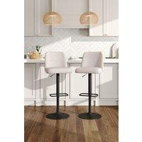 Living and Home 2pcs Upholstered Linen Swivel Counter Bar Stools with Mid Backrest in Beige
