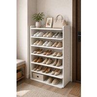 Garden Sanctuary 6-Tier Open Design Shoe Rack in White
