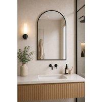 Garden Sanctuary Arched Wall Mirror in Black Aluminum Alloy Frame