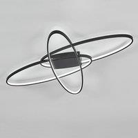 Garden Sanctuary Minimalistic Unique Oval LED Semi-Flush Ceiling Light in Black