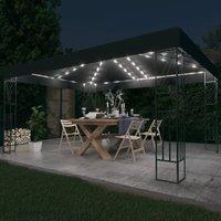 Berkfield Home Gazebo with LED String Lights 3x4 m Anthracite Fabric in Black