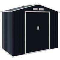 Rolipo 7 x 4ft Metal Garden Shed with Foundation Kit & Double Doors in Dark Grey