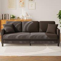 Dprodo 210cm Wide Modern Teddy Fabric 3-Seater Living Room Sofa in Brown | Size: 3 Seater