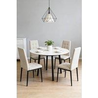 ExtraStar Minimalist Tufted Linen Dining Chair with Sponge Padding in Beige