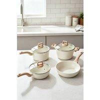 ExtraStar 7-Piece Nonstick Cookware Set, Pots & Pans Set for Kitchen in Cream