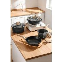 ExtraStar 7-Piece Nonstick Cookware Set, Pots & Pans Set for Kitchen in Black