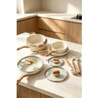 ExtraStar 11 Pieces Non-Stick Coating Cookwear Set Pots & Pans Set for Kitchen in Cream
