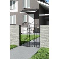 Garden Sanctuary Modern Metal Rectangular Swing Gate Garden Fence Gate, 85cm W x 104cm H in Black | Size: 85 cm W x 104 cm H
