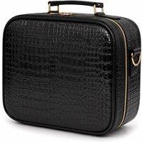 7seas Hollywood LED Makeup Travel Case Touch Mirror & Dividers - Textured Black