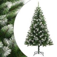 Berkfield Home Artificial Hinged Christmas Tree with Flocked Snow 210 cm in Green