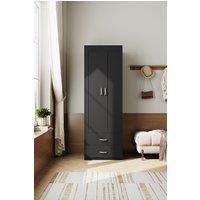 Living and Home Modern 2-Door Wardrobe with 2 Drawers in Black