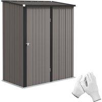 Rolipo 5.3 x 3.1ft Corrugated Steel Garden Shed, Light Grey