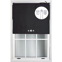 Furnished Black Blackout Roller Blind with Triple Diamond Eyelets & Metal Fittings | Size: 175 cm width x 210 cm drop