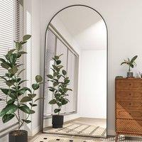 CASSILANDO Arched Full Length Mirror with HD Shatterproof Glass Panel in Black | Size: 165 cm x 60 cm x 1.4 cm