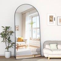 CASSILANDO Gold/Black Arched Full Length Mirror 180x80cm Frame Hanging or Leaning in Black | Size: 180x80 cm
