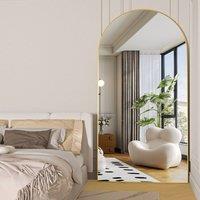 CASSILANDO Gold/Black Arched Full Length Mirror 180x80cm Frame Hanging or Leaning in Gold | Size: 180x80 cm