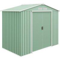 Rolipo 7 x 4ft Metal Garden Shed with Foundation Kit & Double Doors in Light Green