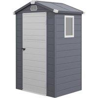 Rolipo 4.4 x 3.3ft Plastic Garden Shed with Aluminium Frame in Grey