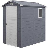 Rolipo 4.4 x 6.2ft Plastic Garden Shed with Aluminium Frame, Grey