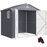 Rolipo 7.9 x 6.2ft Plastic Garden Shed with Aluminium Frame, Grey