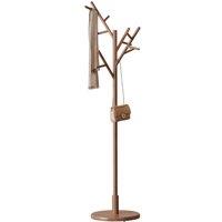 YQJJGL Mobile Solid Wood Coat Rack with Hooks Freestanding Clothes Rack in Walnut