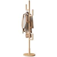 YQJJGL Freestanding Solid Wood Coat Tree with Hooks Mobile for Home Coat Rack in Natural