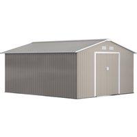 Rolipo 13 x 11ft Metal Garden Shed with Foundation Kit & Ventilation in Light Grey