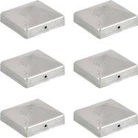 Berkfield Home Pyramid Fence Post Caps 6 pcs Galvanised Metal 81x81 mm in Silver