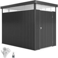 Rolipo 5.3 x 8.5ft Galvanised Steel Shed with Lockable Wide Door, Grey in Dark Grey