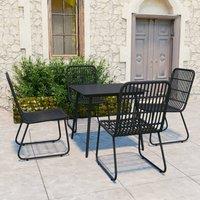Berkfield Home 5 Piece Outdoor Dining Set Poly Rattan & Glass in Black